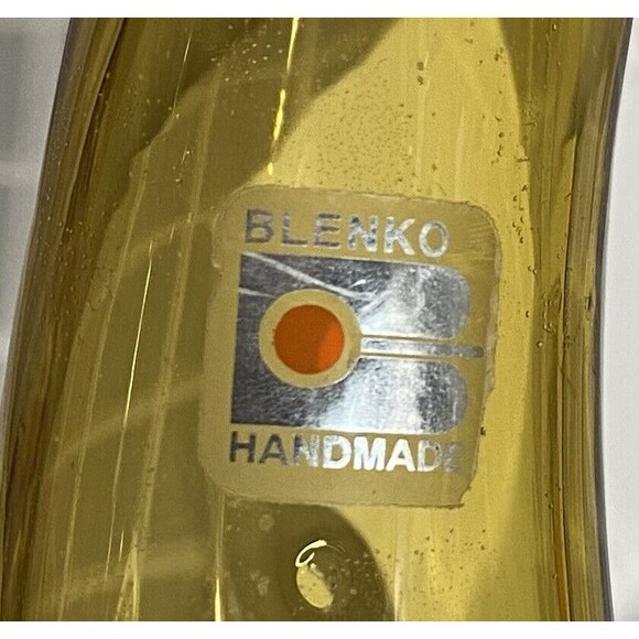 Blenko Handmade Amber & Green Glass Squash Gourd - Picture 5 of 9